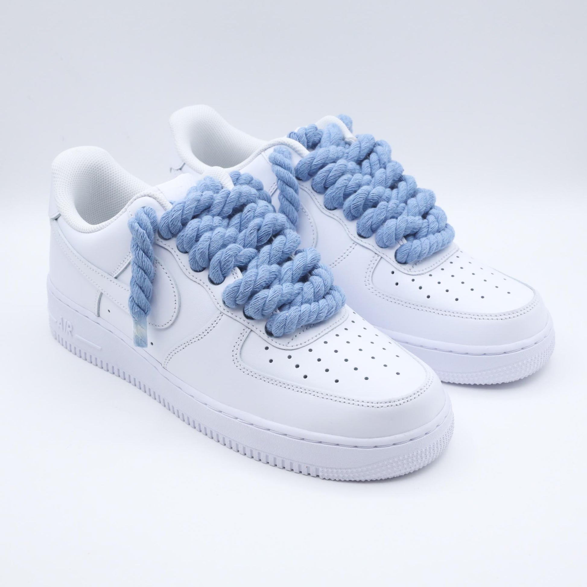 nike air force 1 rope laces unc blue sneakers custom homme af1 gros lacets en corde bleu 