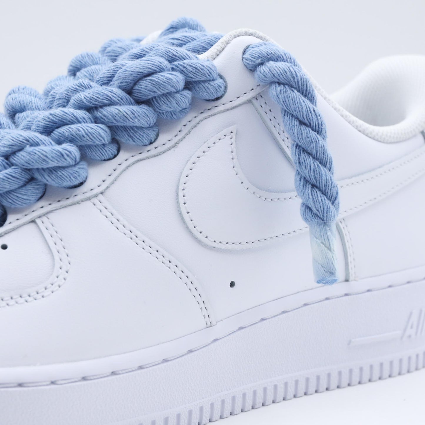 nike air force 1 rope laces unc blue sneakers custom homme af1 gros lacets en corde bleu 