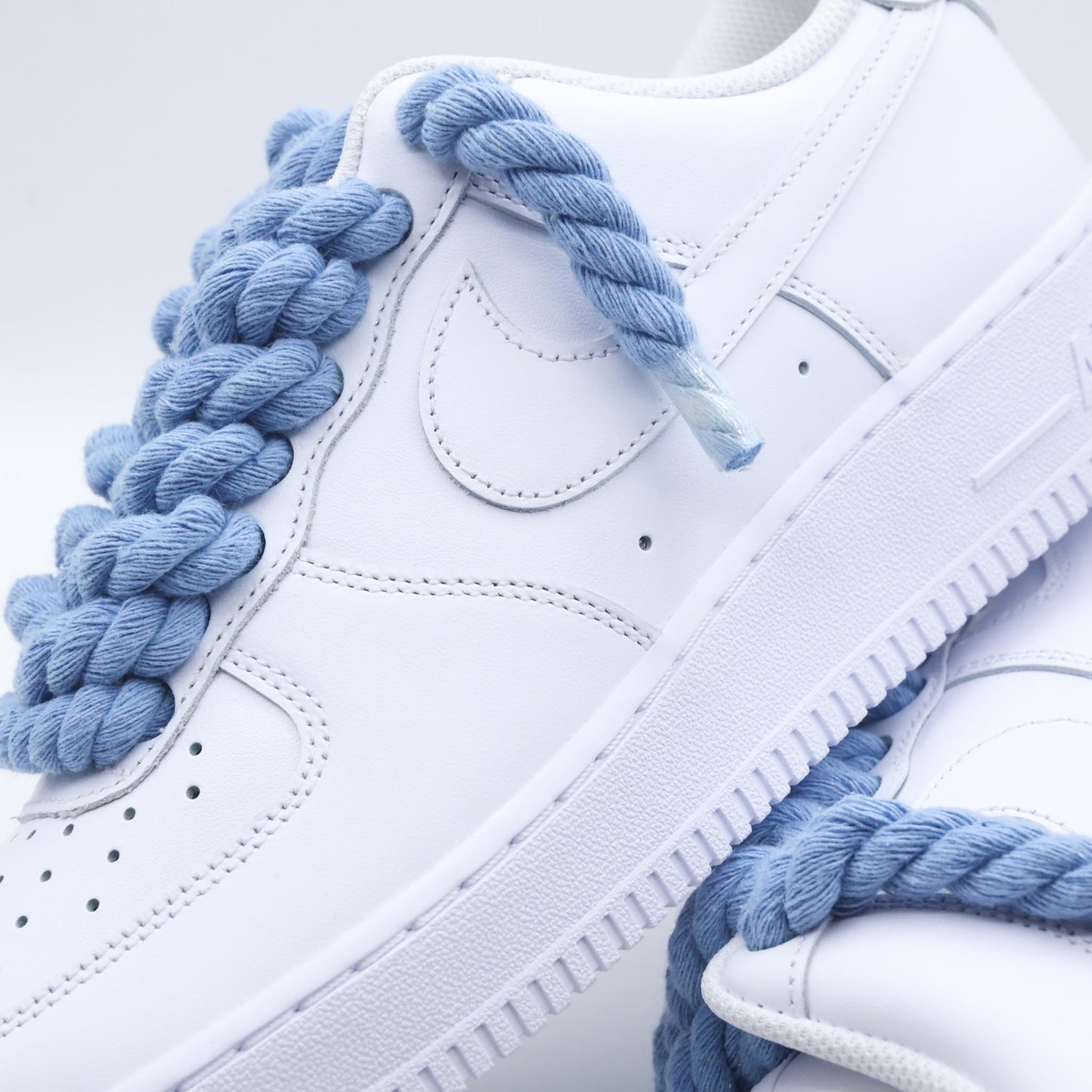 nike air force 1 rope laces unc blue sneakers custom homme af1 gros lacets en corde bleu 