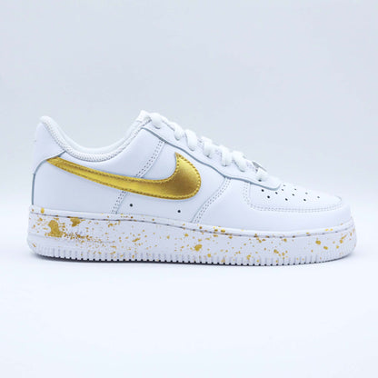 nike air force 1 custom gold sneakers personnalisé doré pour femme af1 custom unisexe 