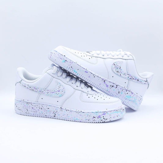 nike air force 1 custom splash pastel sneakers custom pour femme nike lila et turquoise af1 personnalisable