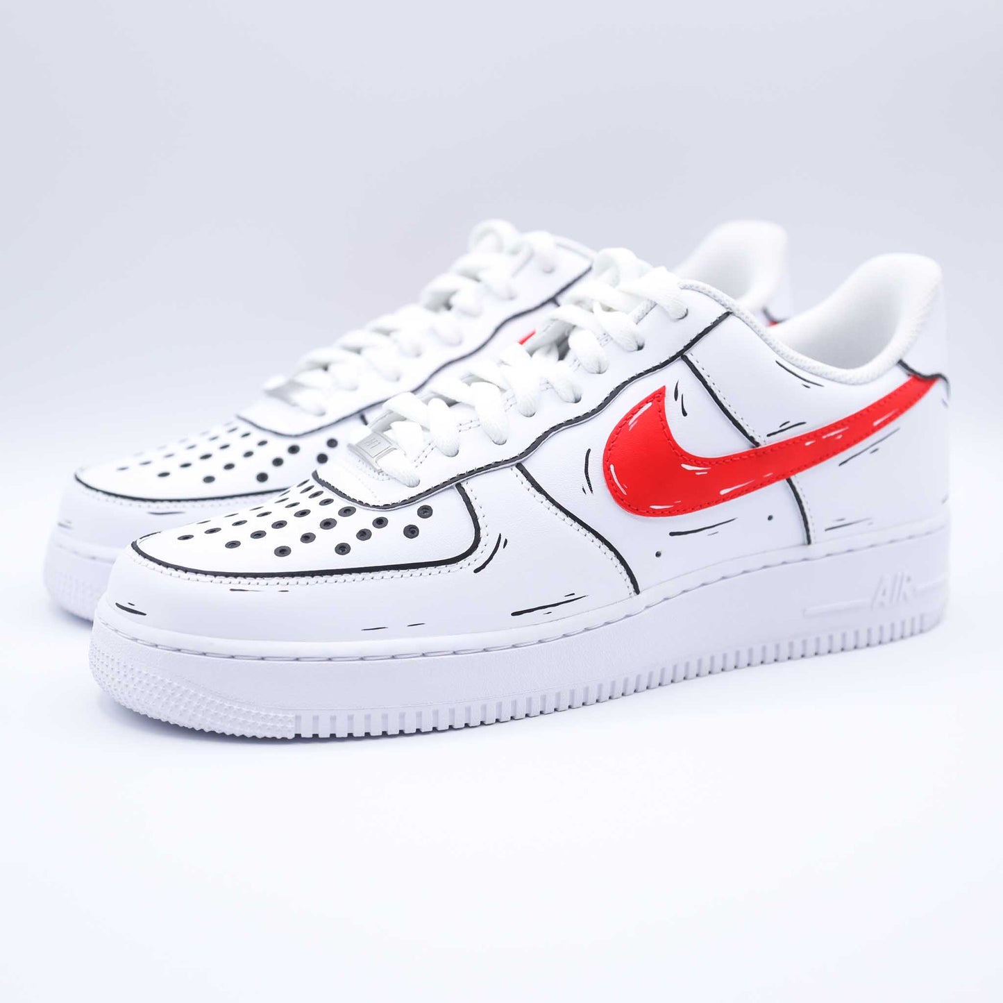 nike air force 1 custom cartoon rouge sneakers custom sketch dessin pour homme af1 personnalisable