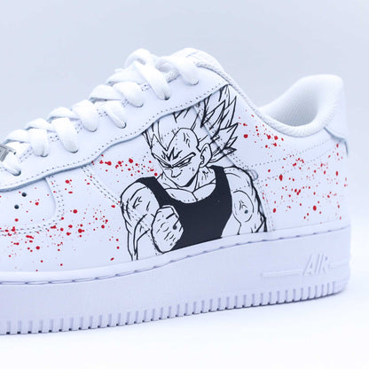 nike air force 1 custom vegeta sneakers custom dbz nike af1 manga animé air force goku dragon ball z 