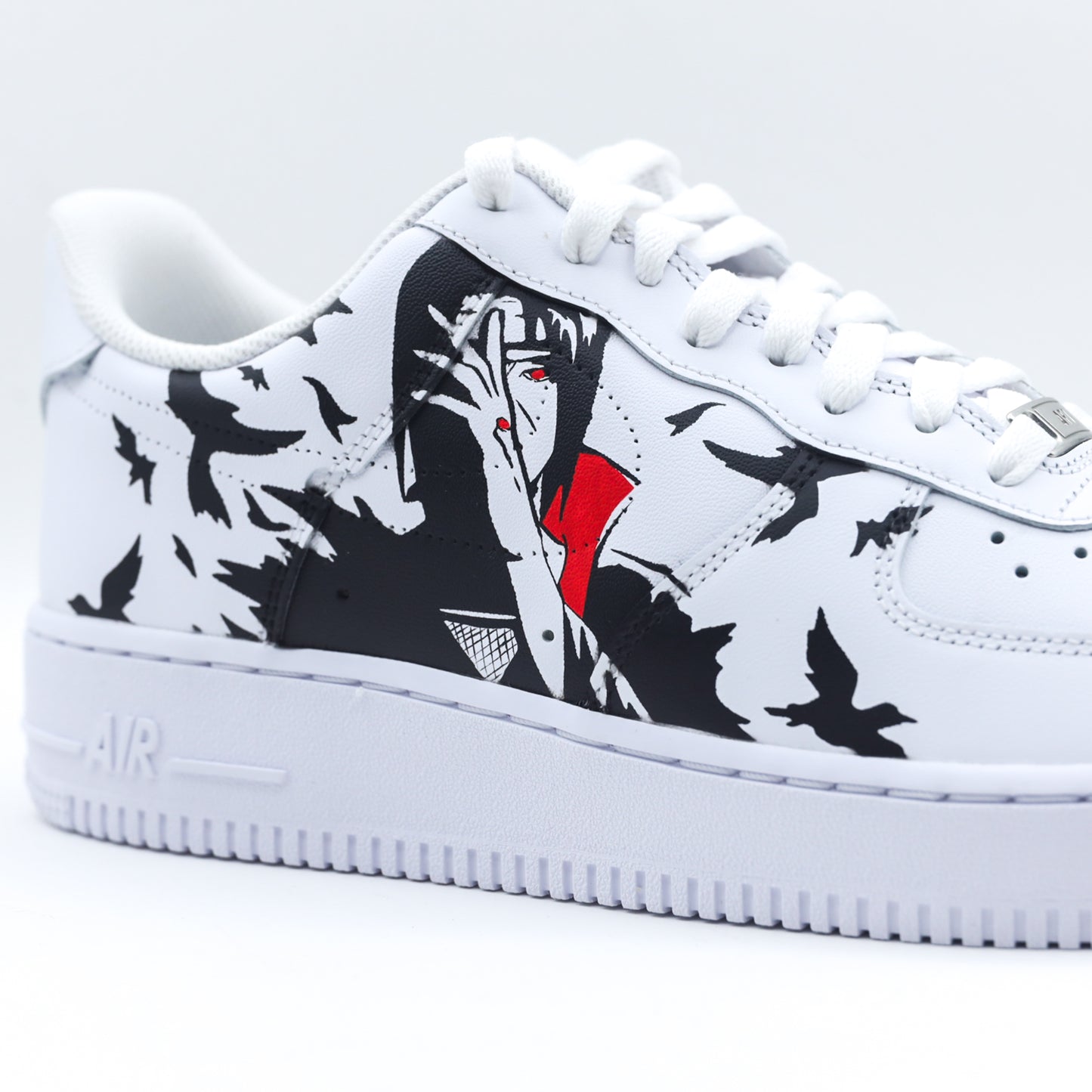 nike air force one naruto sneakers custom pour homme manga animé af1 sasuke itachi uchiha baskets personnalisées