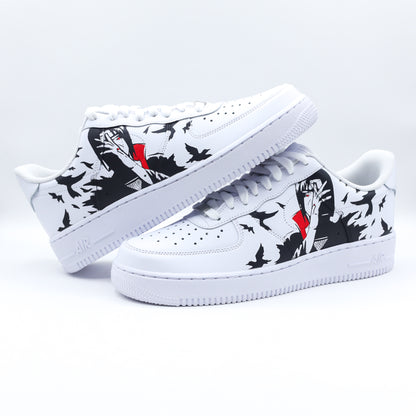 nike air force one naruto sneakers custom pour homme manga animé af1 sasuke itachi uchiha baskets personnalisées