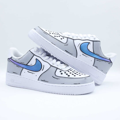 nike air force 1 custom cartoon gris sneakers custom sketch pour homme af1 personnalisables