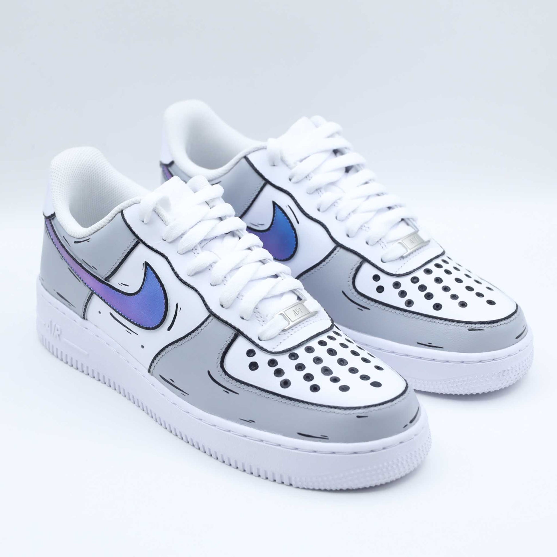 nike air force 1 custom cartoon gris sneakers custom sketch pour homme af1 personnalisables