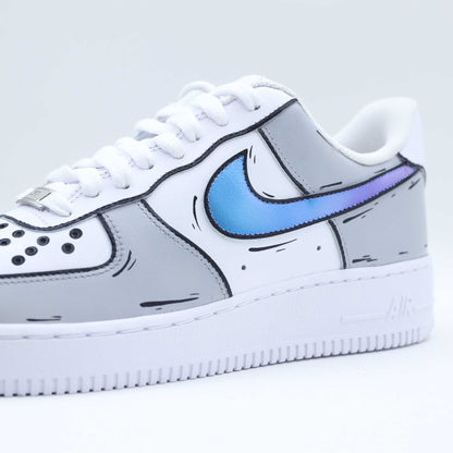 nike air force 1 custom cartoon gris sneakers custom sketch pour homme af1 personnalisables