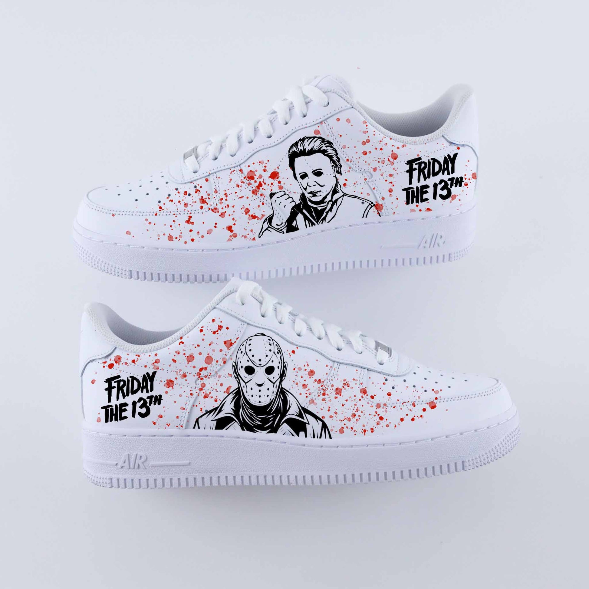 nike air force 1 custom vendredi 13 halloween sneakers custom af1 jason voorhees et michaek myers baskets personnalisées film d'horreur