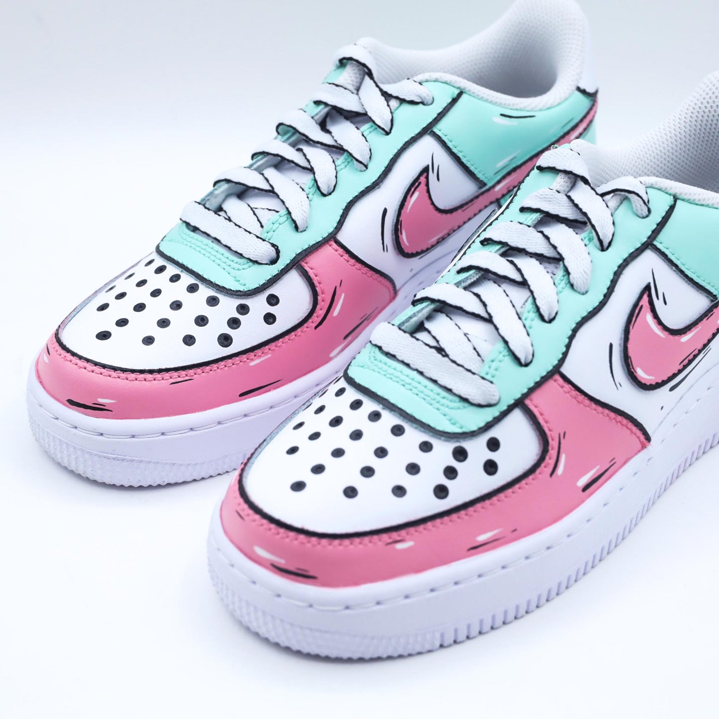 nike air force 1 custom cartoon rose pastel sneakers personnalisées pour femme af1 sketch unisexe vert pastel