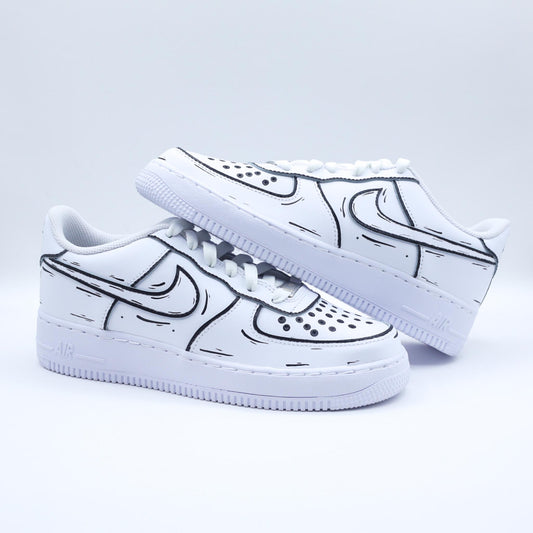 nike air force 1 cartoon noir et blanc nike af1 custom unisexe sketch draw