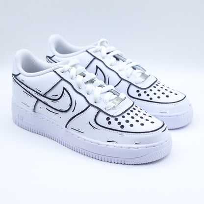 nike air force 1 cartoon noir et blanc nike af1 custom unisexe sketch draw