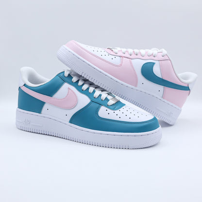 nike air force 1 custom pastel baskets personnalisées pour femme nike rose et turquoise af1 personnalisables