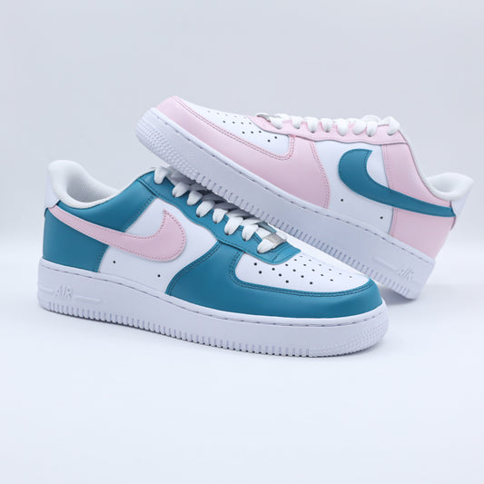 nike air force 1 custom pastel baskets personnalisées pour femme nike rose et turquoise af1 personnalisables