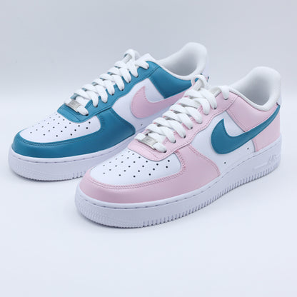 nike air force 1 custom pastel baskets personnalisées pour femme nike rose et turquoise af1 personnalisables