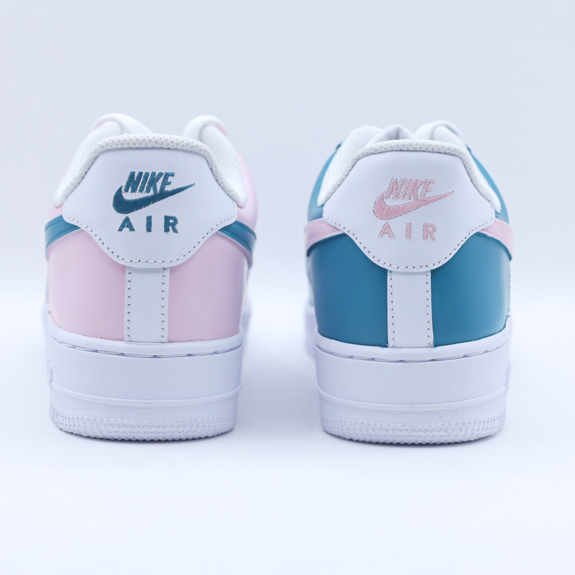 nike air force 1 custom pastel baskets personnalisées pour femme nike rose et turquoise af1 personnalisables