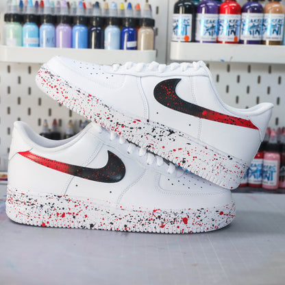 nike air force 1 custom nba rouge noir bulls splash sneakers custom pour homme af1 custom