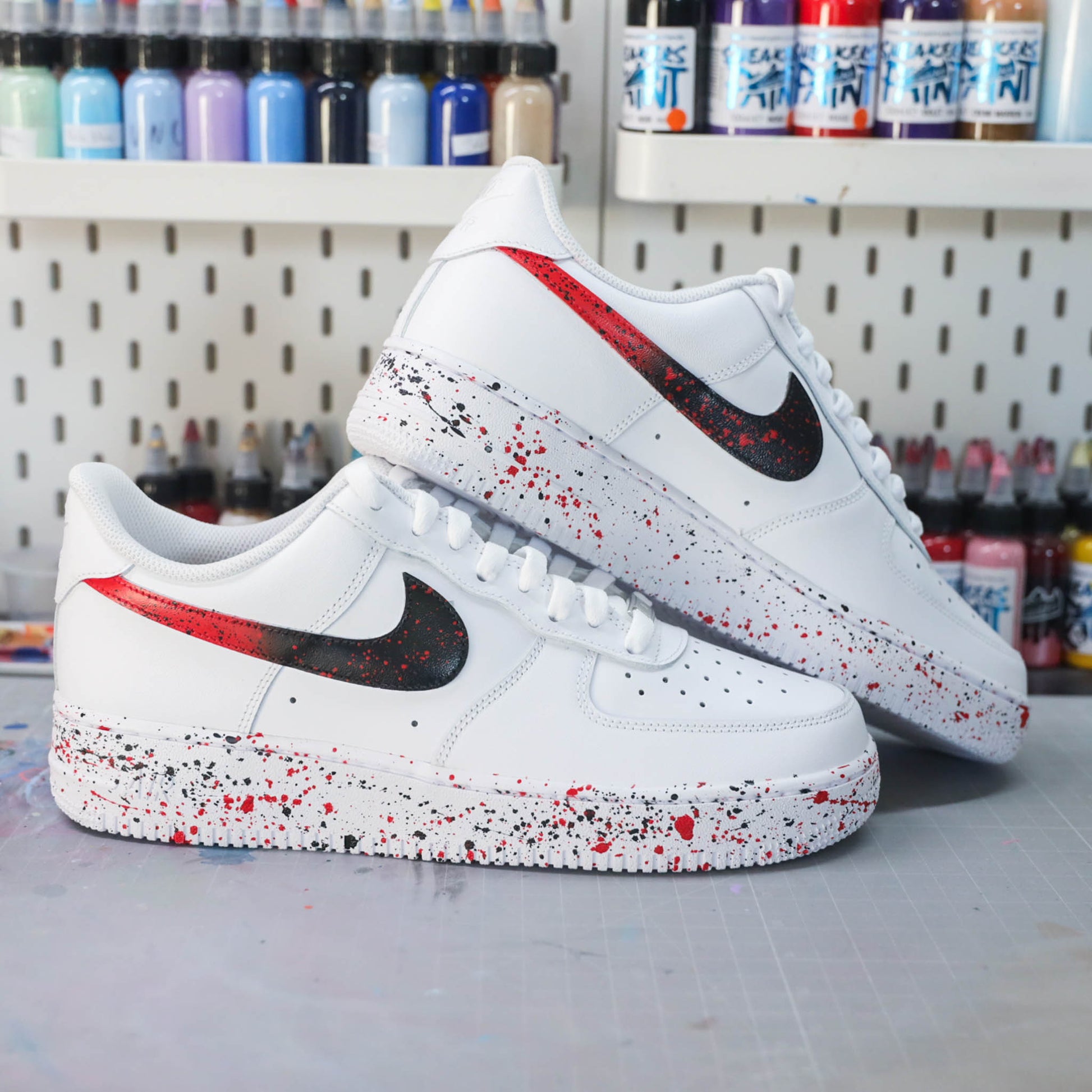 nike air force 1 custom nba rouge noir bulls splash sneakers custom pour homme af1 custom