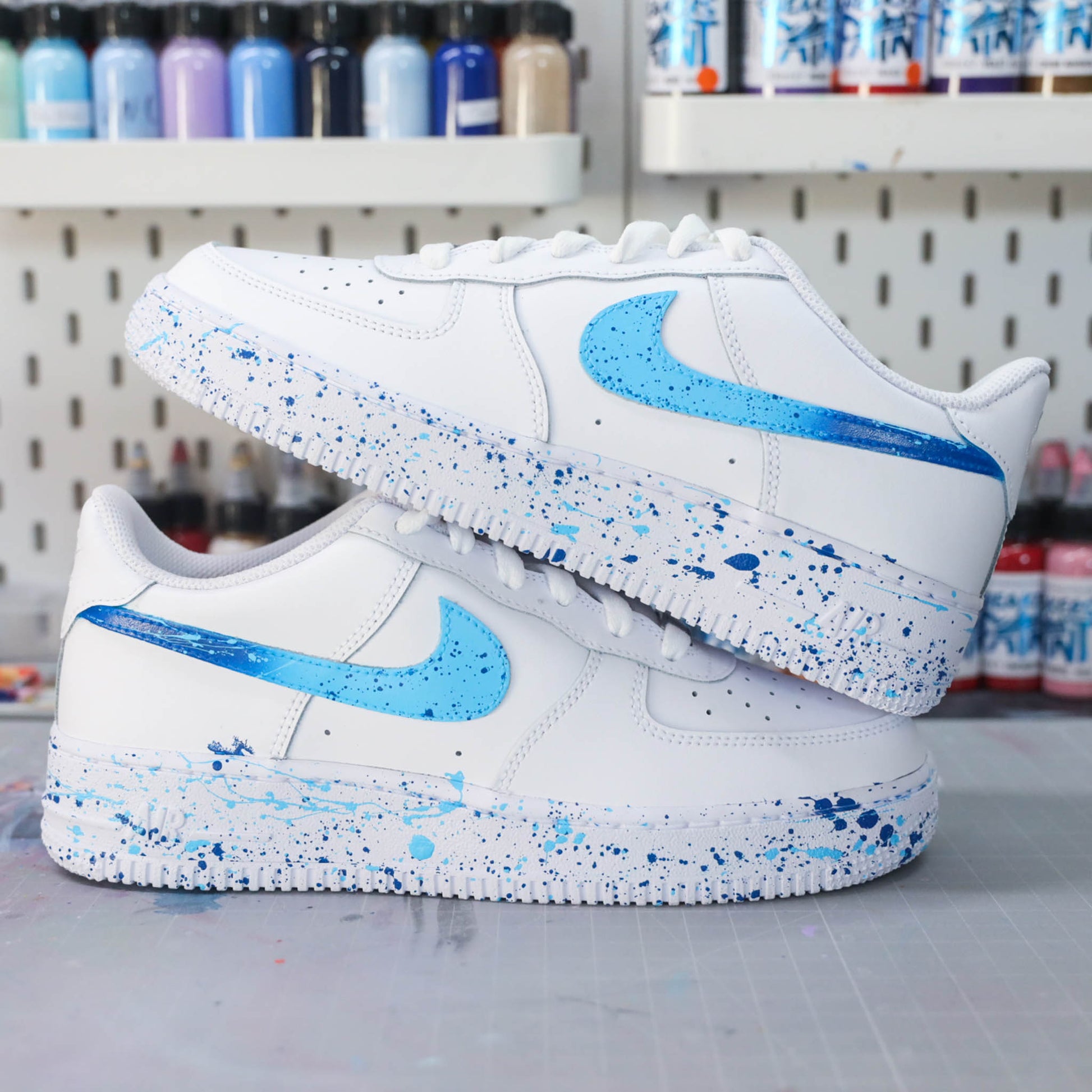 nike air force 1 custom splash bleu sneakers nike turquoise af1 custom pour homme baskets perosnnalisé