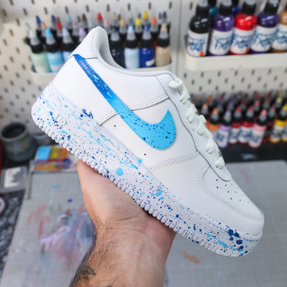 nike air force 1 custom splash bleu sneakers nike turquoise af1 custom pour homme baskets perosnnalisé