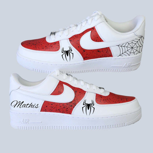 nike air force 1 custom Spiderman baskets personnalisé prénom araignée nike toile d'araignée