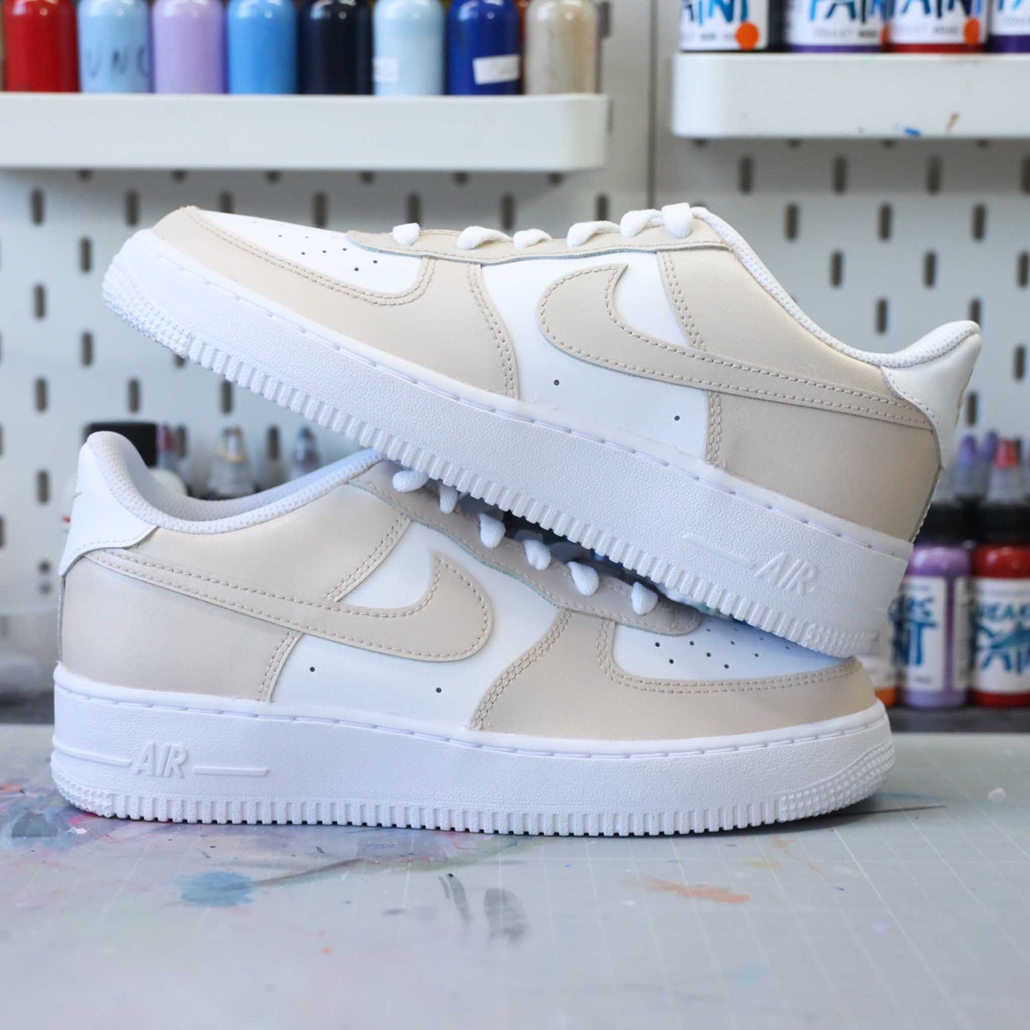 nike air force 1 custom beige sable nike cappuccino af1 custom pastel baskets latte macchiato sneakers custom unisexe