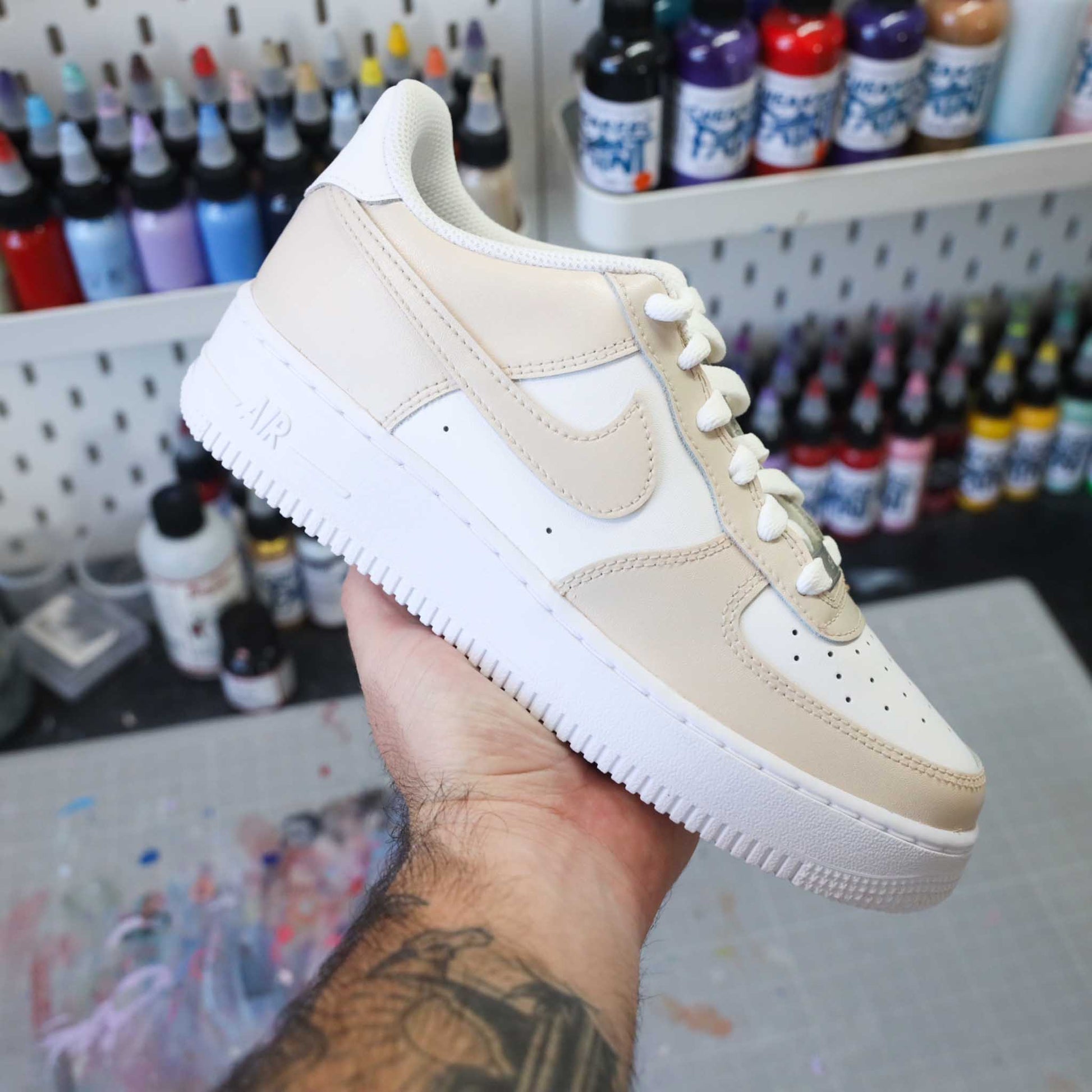 nike air force 1 custom beige sable nike cappuccino af1 custom pastel baskets latte macchiato sneakers custom unisexe