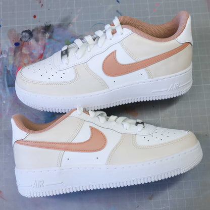 nike air force 1 custom pastel beige nike cappuccino marron sneakers custom pour femme af1 personnalisable