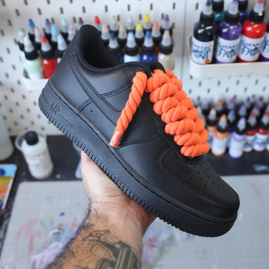 nike air force 1 gros lacets corde orange sneakers custom rope laces AF1 personnalisé pour homme nike big laces