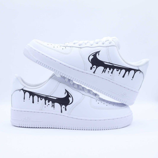 nike air force one custom drip noir sneakers custom pour homme baskets streetwear dripping af1 personnalisable