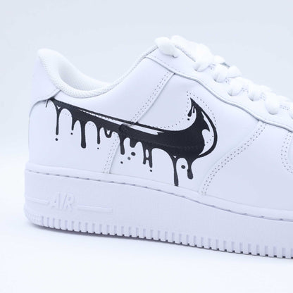 nike air force one custom drip noir sneakers custom pour homme baskets streetwear dripping af1 personnalisable