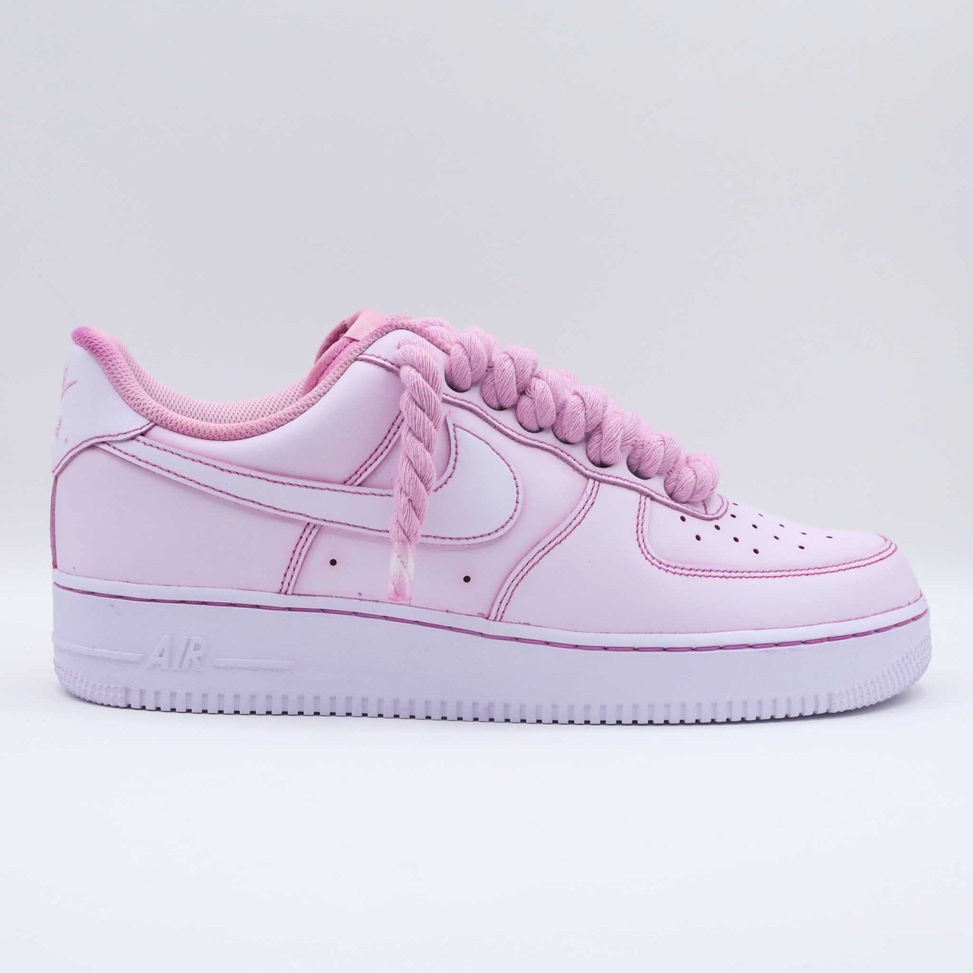 air force 1 rope laces full pink sneakers custom nike gros lacets en corde af1 dye