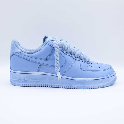 nike air force 1 custom rope laces blue sneakers custom blue dye nike gros lacets en corde pour homme af1 custom big laces