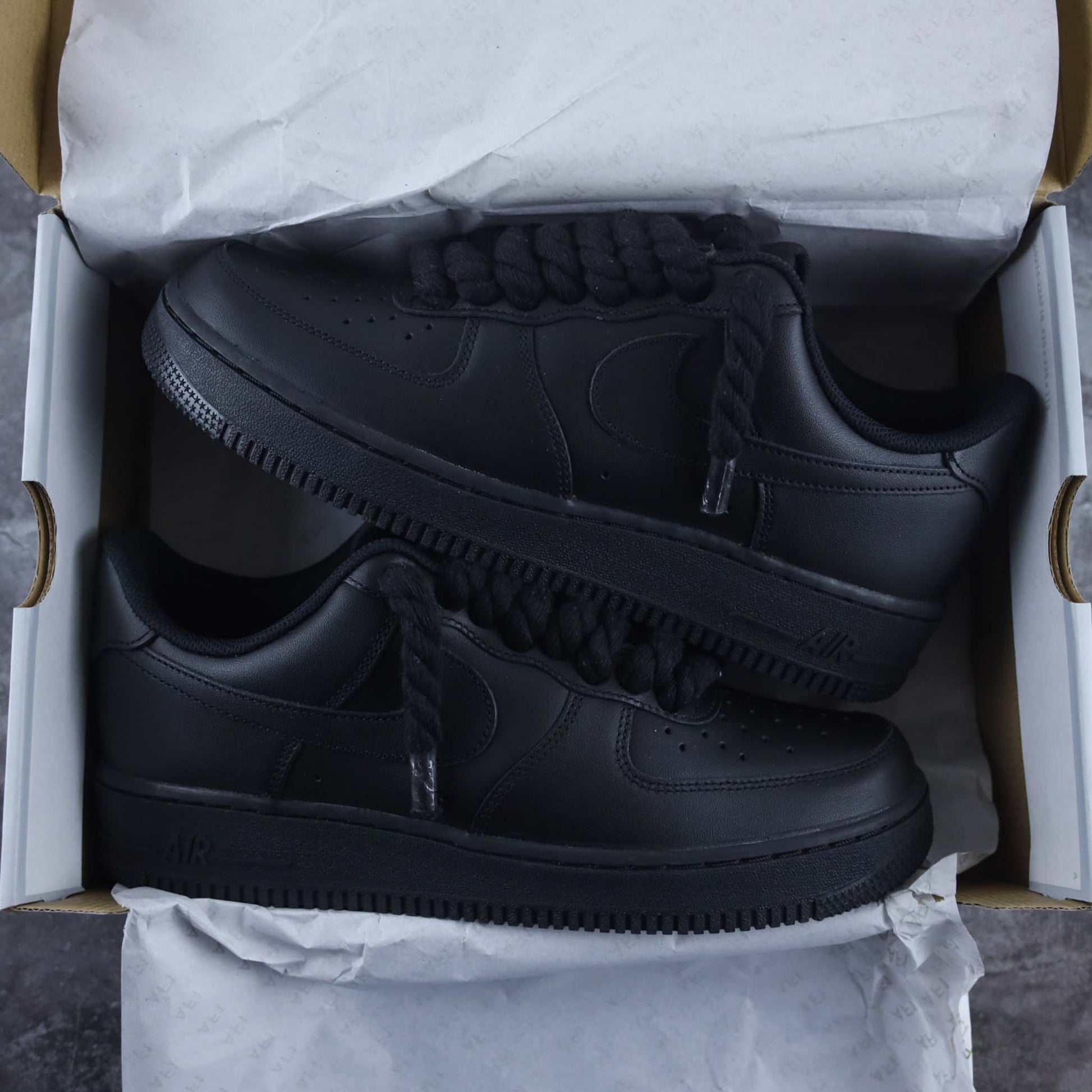 nike air force 1 custom rope laces black gros lacets en corde af1 big laces homme sneakers custom corde 