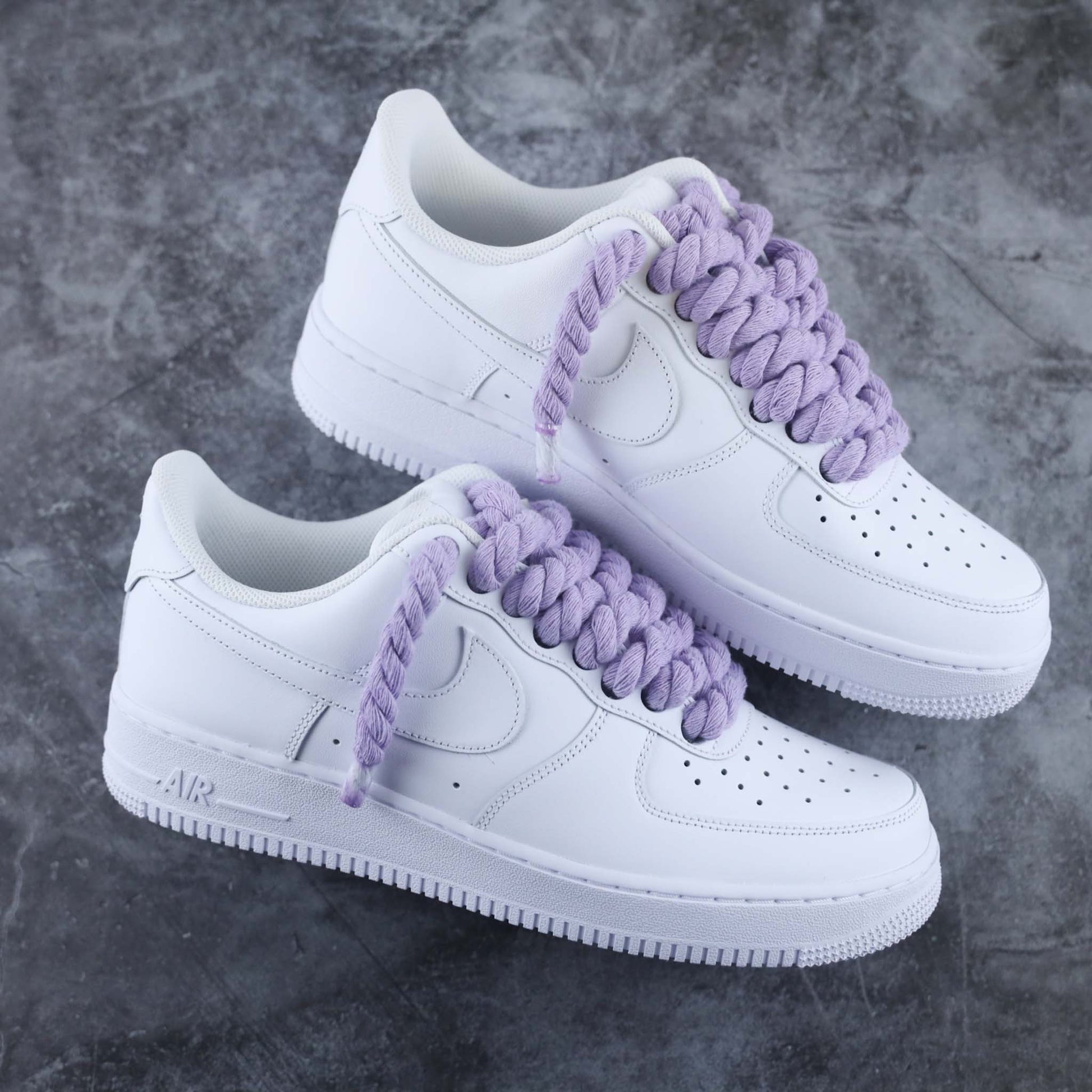 nike air force 1 custom rope laces violet sneakers nike gros lacets en corde lila af1 personnalisable