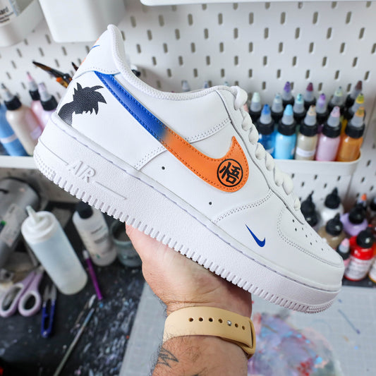 nike air force 1 son goku dragon ball z sneakers custom manga dbz pour homme nike orange bleu baskets vegeta