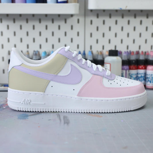 nike air force 1 pastel sneakers custom pour femme nike beige lila rose af1 custom pastel enfants