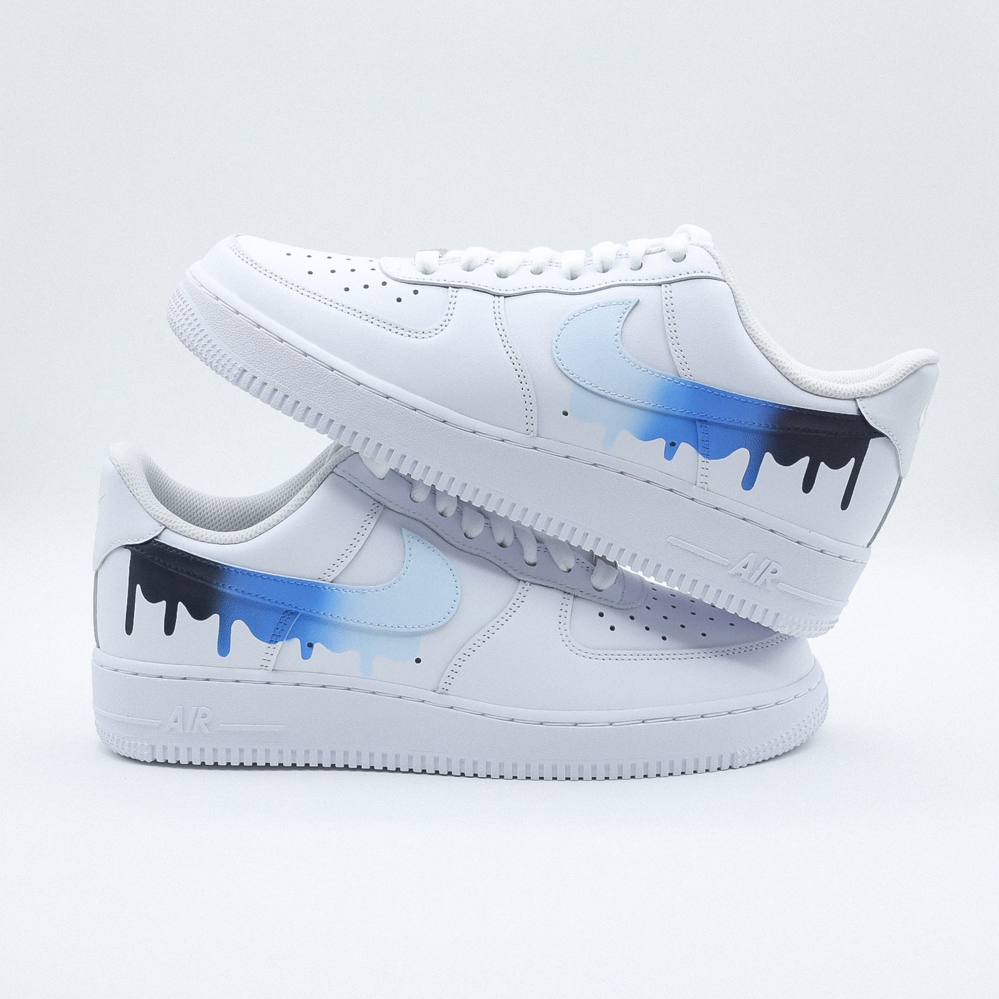 nike air force 1 custom drip dégradé bleu baskets custom homme sneakers personnalisées af1 men