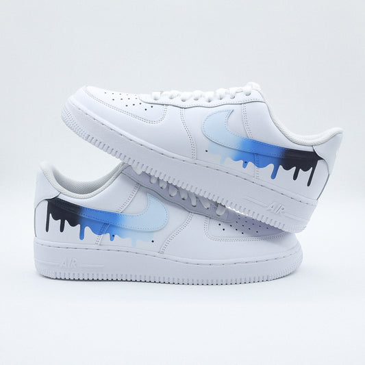 nike air force 1 custom drip dégradé bleu baskets custom homme sneakers personnalisées af1 men