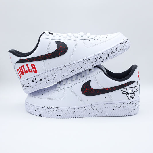 nike air force 1 custom chicago bulls nba sneakers custom pour homme thème basketball noir et rouge