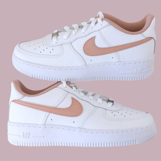 air force 1 personnalisées rose pâle sneakers custom femmes enfants pastel chic
