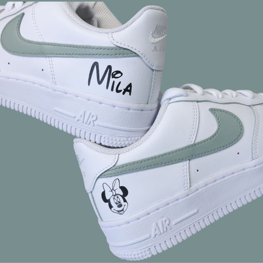 air force 1 custom minnie prénom personnalisé nike verte pastel enfant sneakers custom