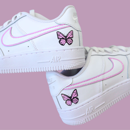 air force 1 custom papillon rose pastel nike personnalisée femme et enfant