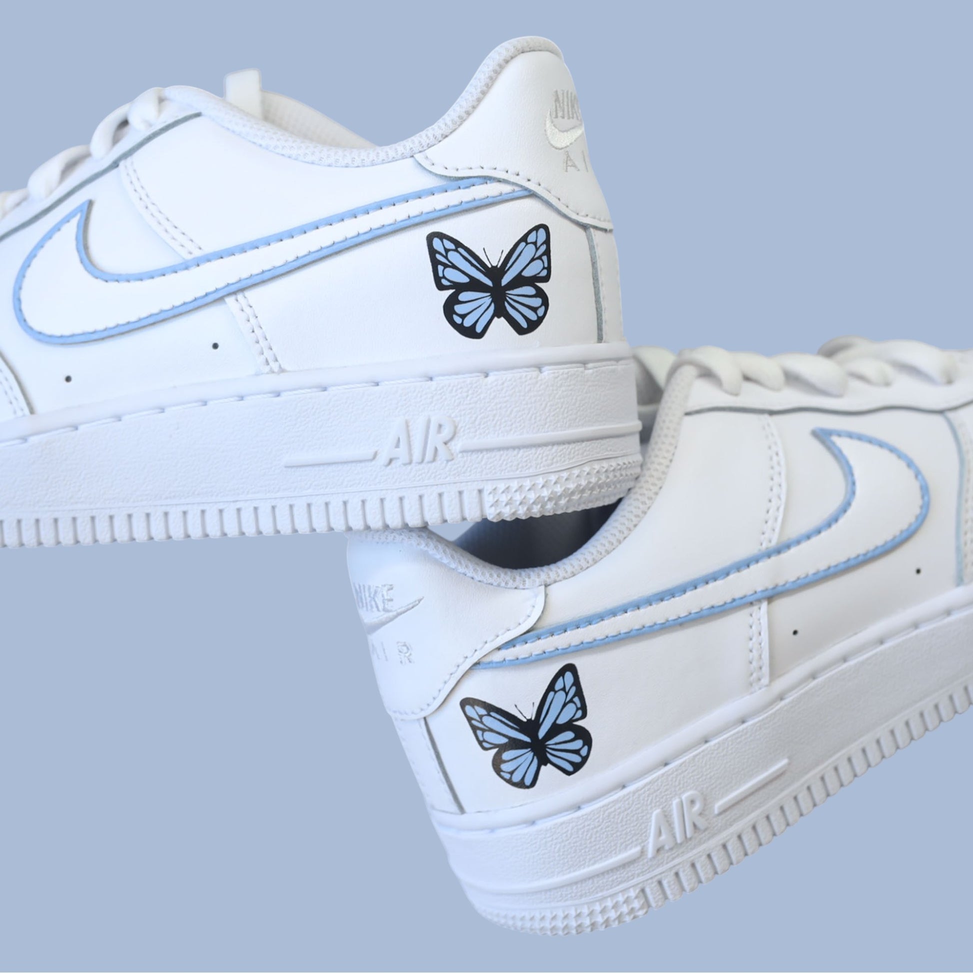 air force 1 papillon turquoise pastel – baskets personnalisées femme et enfant peintes à la main
