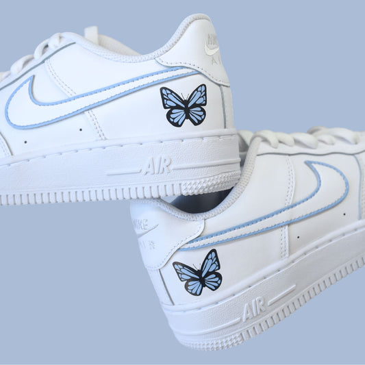 air force 1 papillon turquoise pastel – baskets personnalisées femme et enfant peintes à la main