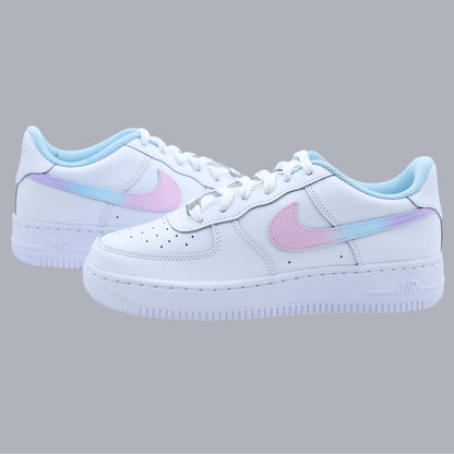 air force 1 custom pastel rose bleu lila – sneakers personnalisées femme et enfant
