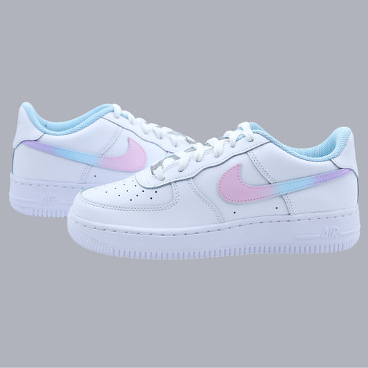air force 1 custom pastel rose bleu lila – sneakers personnalisées femme et enfant