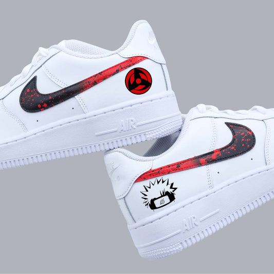 air force 1 personnalisées naruto sharingan uchiha konoha sneakers custom manga anime streetwear