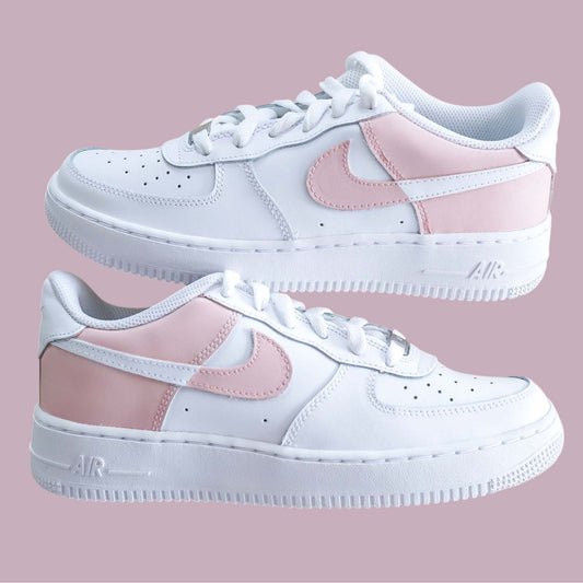 air force 1 personnalisées rose pastel sneakers custom streetwear féminin doux élégant