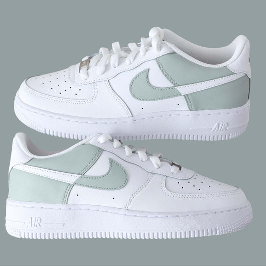 air force 1 personnalisées vert pastel minimal sneakers custom streetwear frais